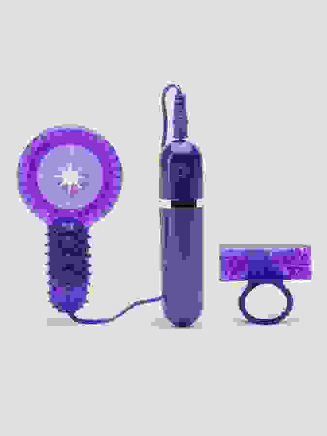 Lovehoney Bedtime Bullet 10 Function Vibrating Cock Ring Set, Purple, hi-res
